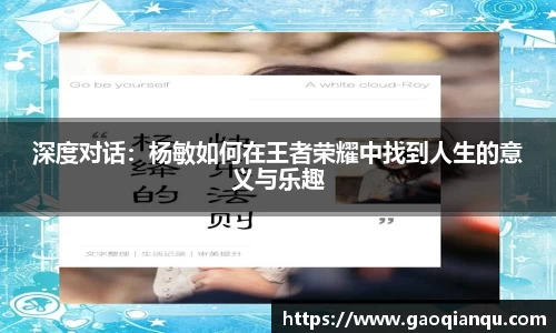 深度对话：杨敏如何在王者荣耀中找到人生的意义与乐趣